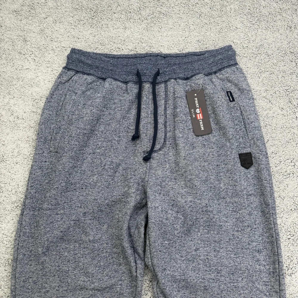 Phat Farm Joggers Mens Small Melange Navy Blue Slim Fit Sweatpants Joggers Y2K